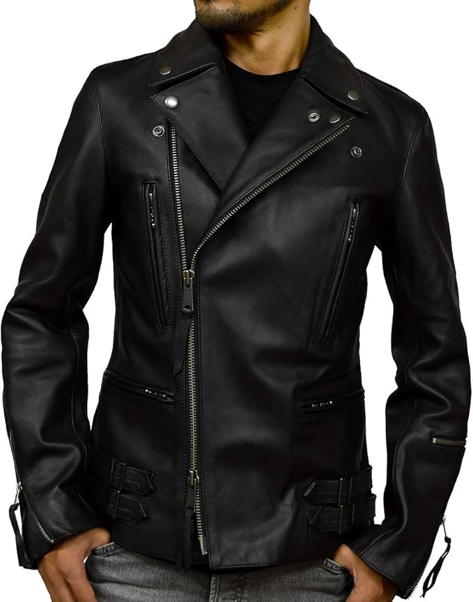 Amazon ライダースジャケット メンズ 本革 ダブルライダース ブラック 黒 レッド 赤 ネイビー レザージャケット 革ジャン メンズジャケット Uk1 Uk1 コート ジャケット 通販