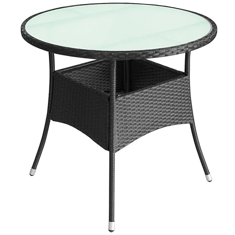 Festnight Gartentisch Tisch Terrassentisch Polyrattan 80 x 74 cm Schwarz