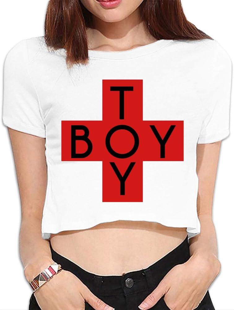 WYR12vffy Women's Toy Boy Dew Navel Personalized Tee Shirt - Americana Collection