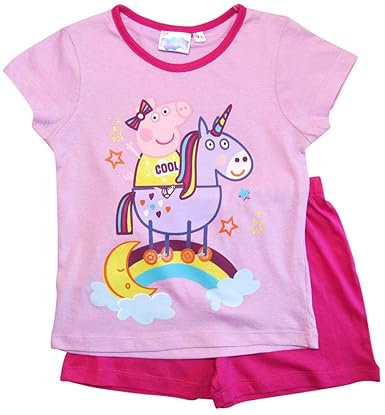 Peppa Wutz Schlafanzug Shorty Mädchen Kurz Peppa Pig Einhorn