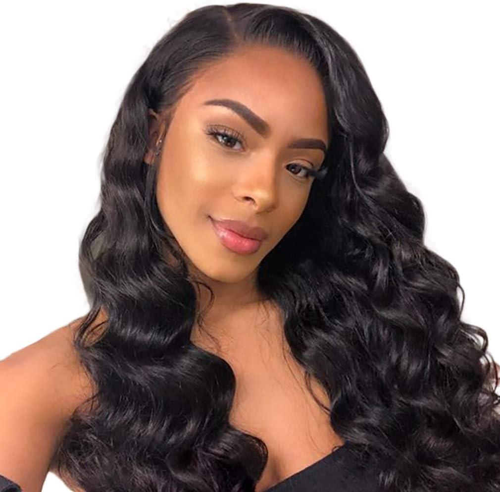 Body Wave Unprocessed Lace Front Wig Pre Plucked Natural Hairline 130% Density Glueless 100% Real Human Hair Wig for Black Women Remy Virgin Hair 12 inch