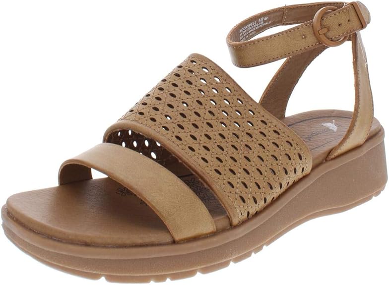Amazon.com | BareTraps Womens Rockwell Faux Leather Perforated Wedge Sandals | Sandals