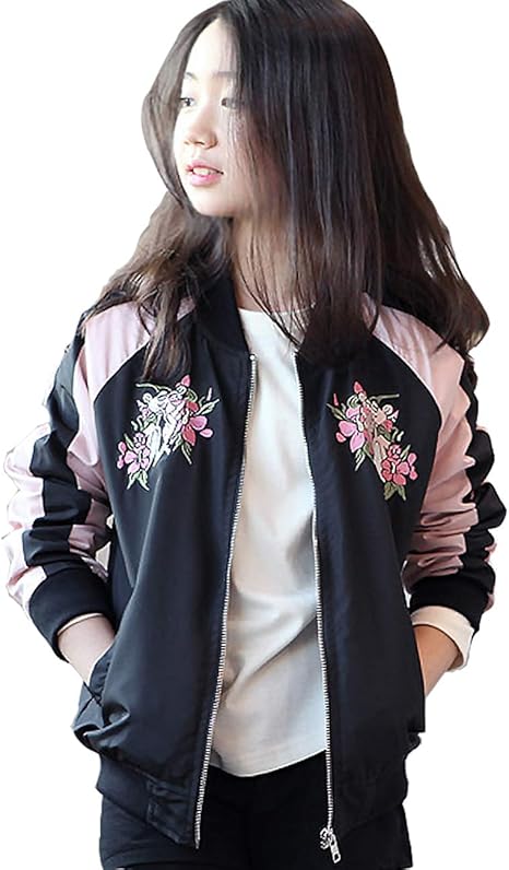 Amazon Lisa Pulster キッズ 子供服 男の子 女の子 アウター フルジップ ミリタリージャケット 刺繍コート 防風 保温 カジュアル 大きいサイズ コート ジャケット 通販