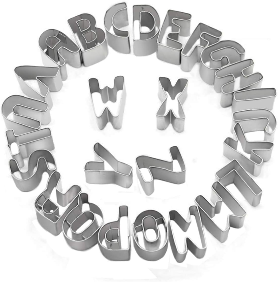 Cookie Cutters, 3D Cookie Cutters Mini Alphabet Christmas Cookie Cutters Set of 26 Pieces Stainless Steel Small Cookie Mold Tools for Fondant Biscuit, Cake, Fruit, Vegetables, or Dough Cut.