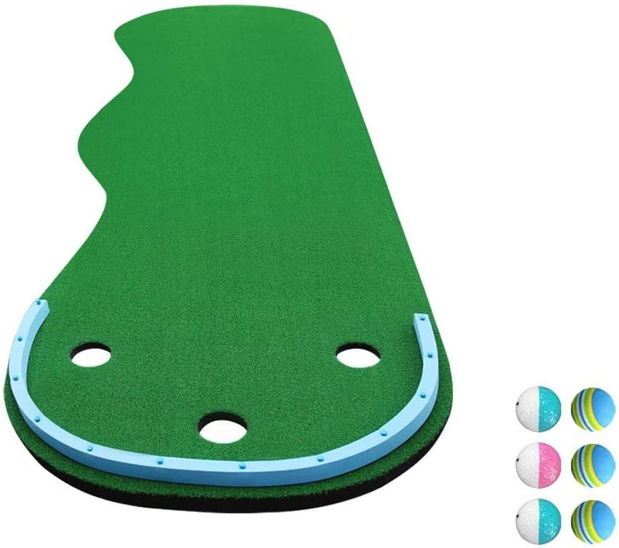 YYHUWAI Premium Golf Putting Green Indoor Mat Premium Backing Deeper Holes Thicker Wider Surface Portable Edition - Office Putting Exerciser - Mini Green Set (Size: 97x300cm)
