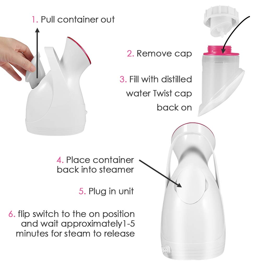 Facial Steamer, 2020 New Nano Ionic Face Steamers Warm Mist Facial Humidifier with 4 Pieces Blackhead Remover Kit for Women Moisturizing Cleansing Pores: Beauty