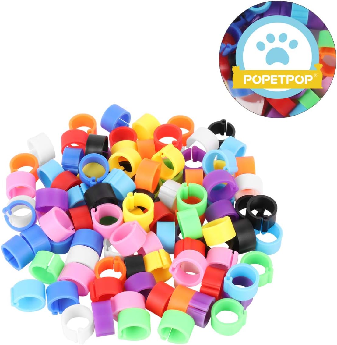 POPETPOP 100PCS Bird Leg Bands Colorful Plastic Identification Ring Pigeon Foot Rings
