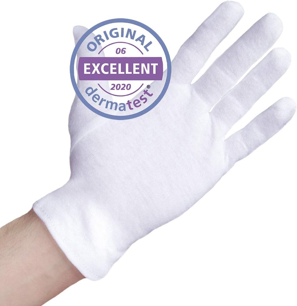 Dermatest Excellent Well B4® Care white cotton gloves for dry hands