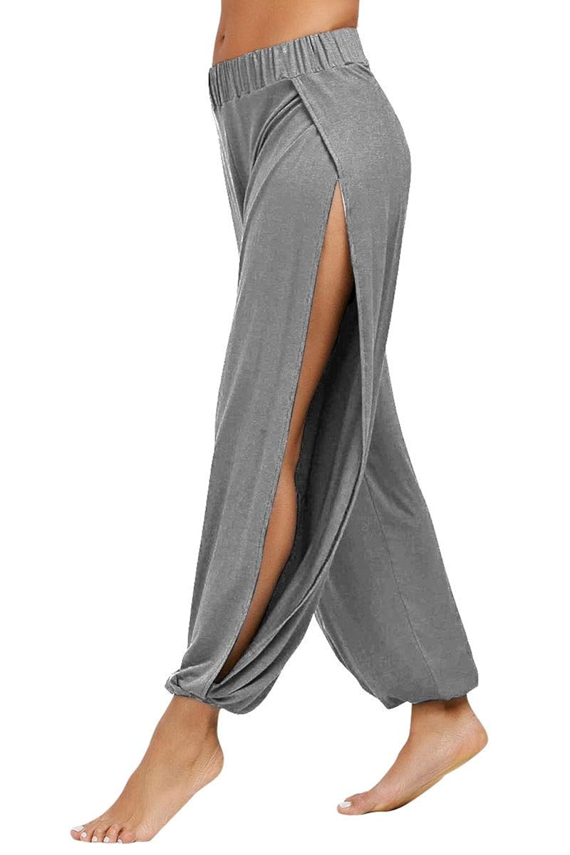 fitglam Women's High Slit Harem Yoga Pants Loose Fit Lounge Beach Pants
