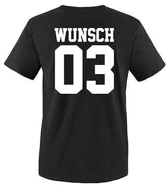 Partnerlook T-Shirt Damen, Herren & Kinder aus 100% Baumwolle mit Wunschname & Wunschnummer INDIVIDUALISIERBAR – Pärchen, Fre