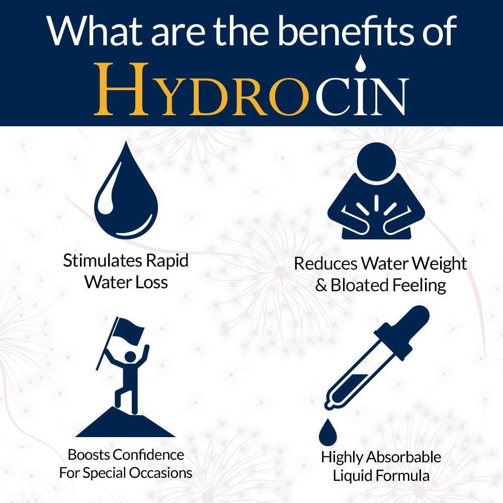 Hydrocin Natural Diuretic for Healthy Water Balance - All-Natural Herbal Liquid Formula - Dandelion, Chanca Piedra, Green Tea and More: Health & Personal Care