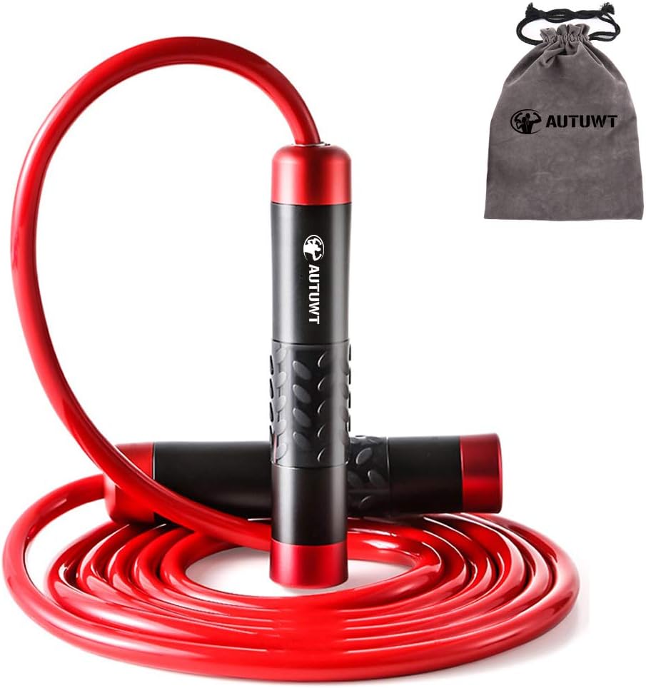 AUTUWT Weighted Skipping Rope 1LB,Heavy Jump Rope 3M Adjustable Length Bearing Tangle-Free Skipping Ropes For Adult Fitness, Boxing, MMA, Fitness Workout, Cardio Exercise