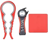 Jar Opener and Bottle Opener with Silicone Jar Gripper to Remove Stubborn Lids, Pull Tabs and Bottles-Designed for Weak Hands,Seniors, Arthritis (Red)