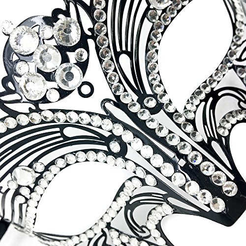 New Wolverine Men & Women Unisex Mask Laser Cut Venetian Halloween Masquerade Mask Costume Extravagant Inspire Design (BK W/ ALL DIAMOND AROUND)