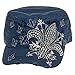 Crystal Case Womens Cotton Rhinestone Fleur de Lis Cadet Cap Hat