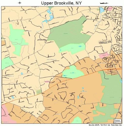 Large Street & Road Map of Upper Brookville, New York NY - Printed poster size wall atlas of your home tow