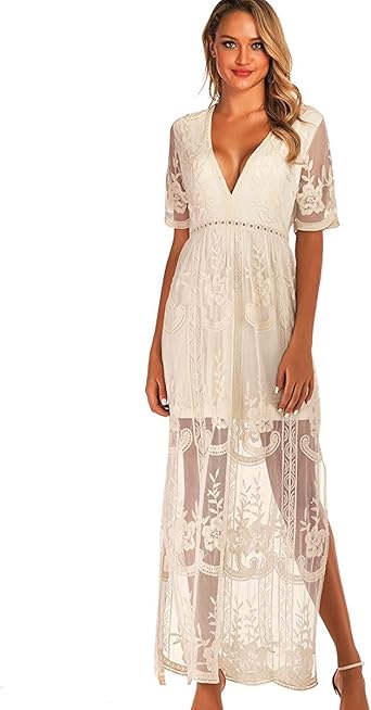 grey lace maxi dress