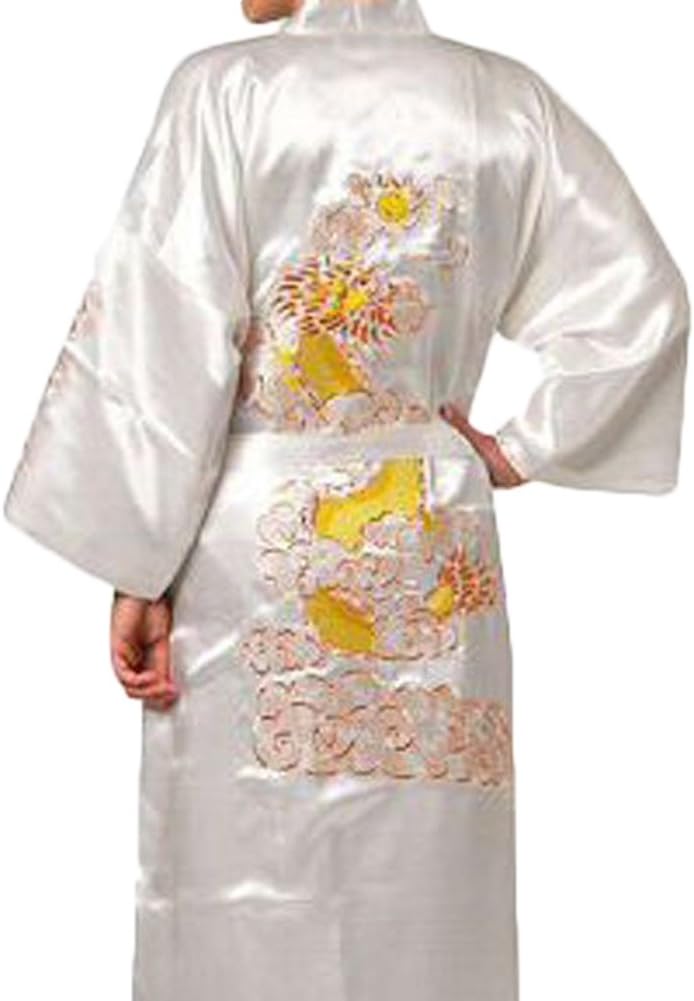 mens white silk robe