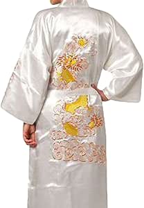 men's embroidered silk robe
