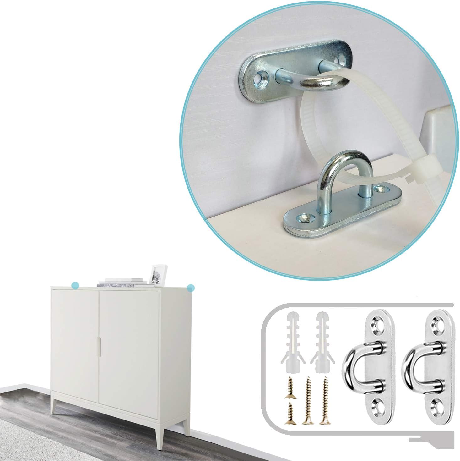 Furniture Straps Wall Anchor, (4 Packs) Furniture Anchors