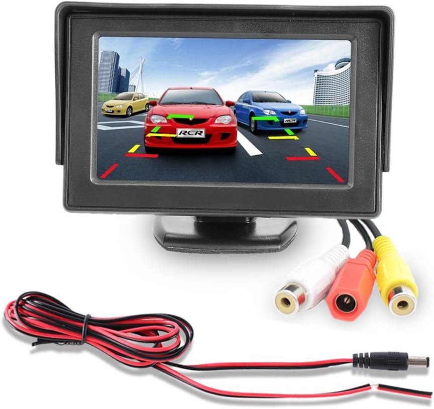 Xubox Car Rearview LCD Monitor, 4.3" Portable Color LCD TFT Car Rear View Backup Monitor Screen for Backup Camera, Car Reversing Camera, CCTV Camera, Car DVD Player, Degree Adjustable Monitor Screen