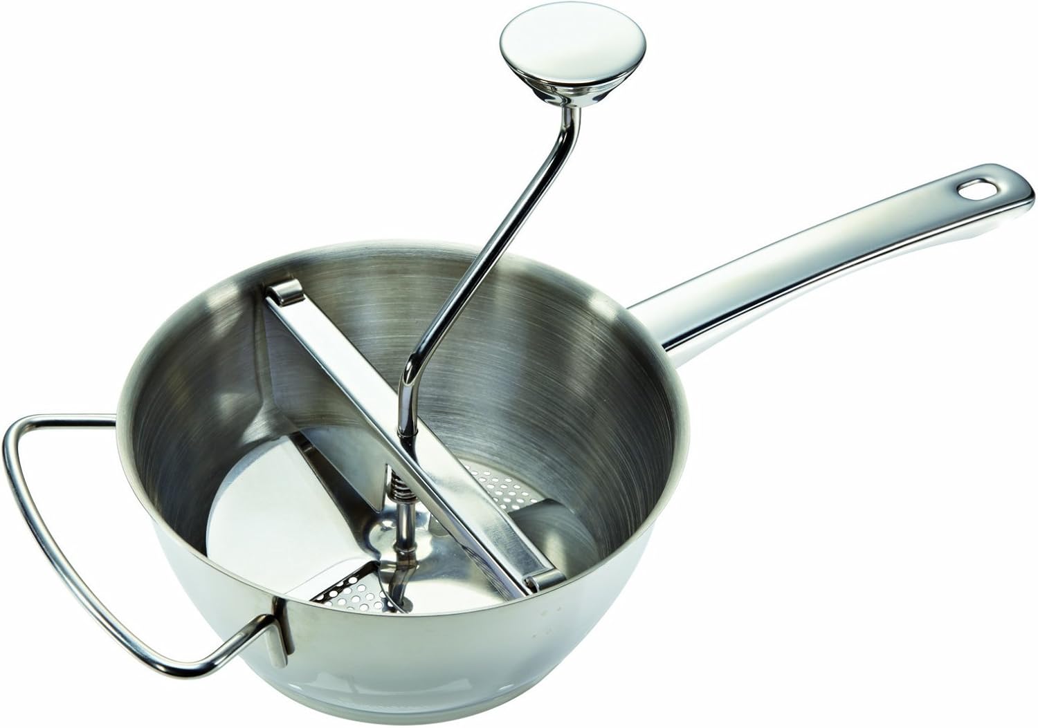 Leifheit Passiermühle Ø 20 cm ProLine-Serie inkl. 3 Einsätzen, aus hochwertigem Edelstahl zum Passieren von Obst, Gemüse, Babynahrung, Suppen, spülmaschinengeeignet, Passiersieb, Kartoffelpresse