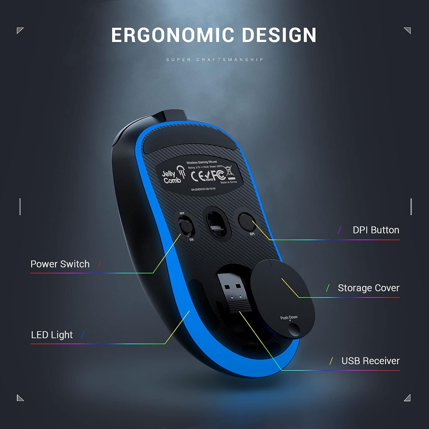 Jelly Comb Gaming Mouse, Wired and 2.4G Wireless Dual-Mode RGB Backlit Mice, Up to 10,000 DPI Optical Sensor,for PC Computer Laptop Gaming Players (Black): Electronics