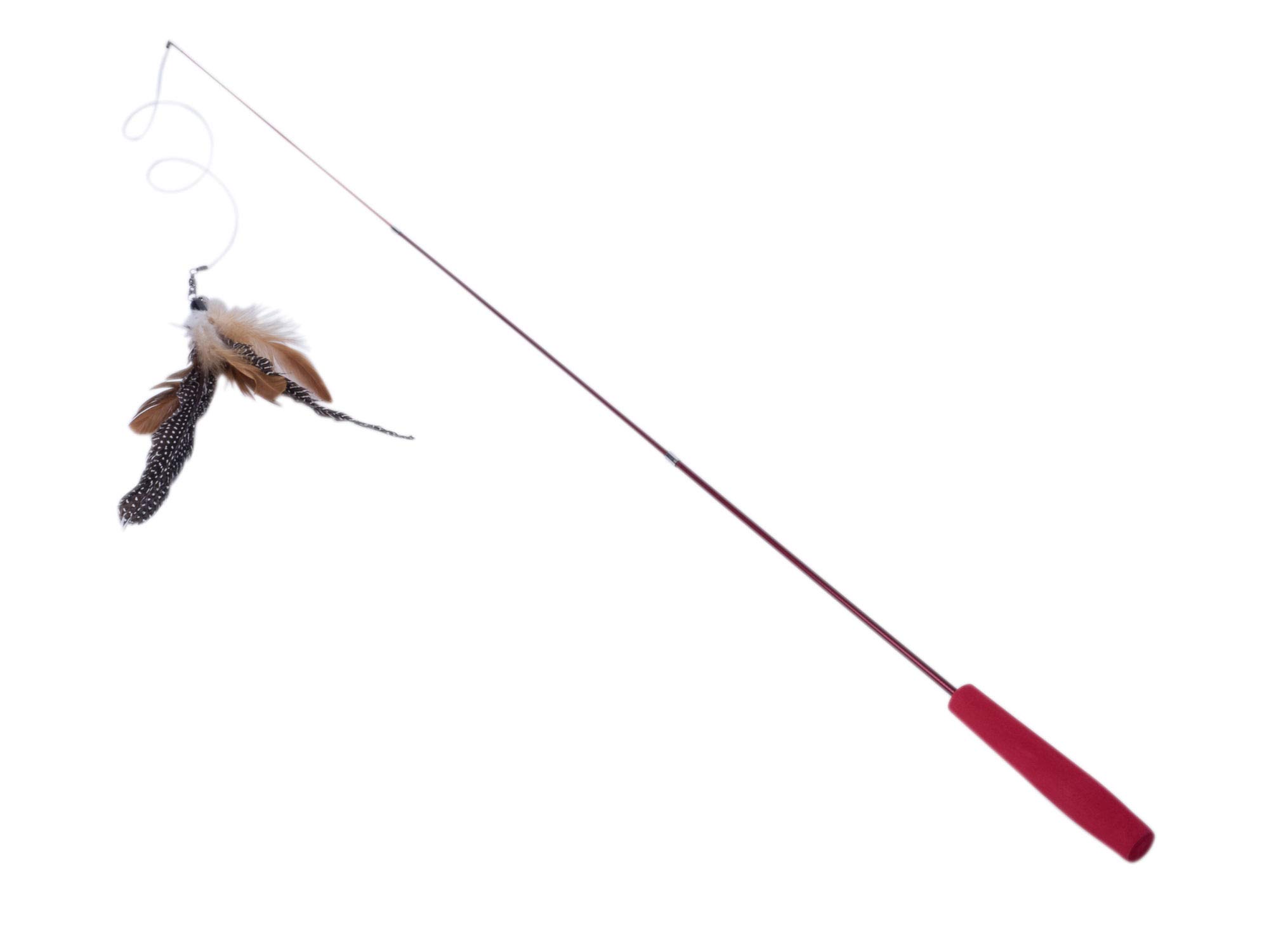 Retractable Feather and Bell Wand Cat Teaser Toy, Extends From 31cm up to 84cm, for Interactive and Stimulating Playtime