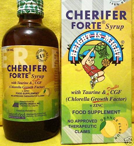 2 CHERIFER FORTE Syrup w/ Taurine & Double Chlorella Growth Factor + Zinc 120ml