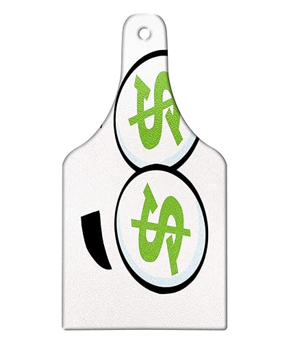 Amazon Com Ambesonne Eye Cutting Board Green Dollar Signs In Big