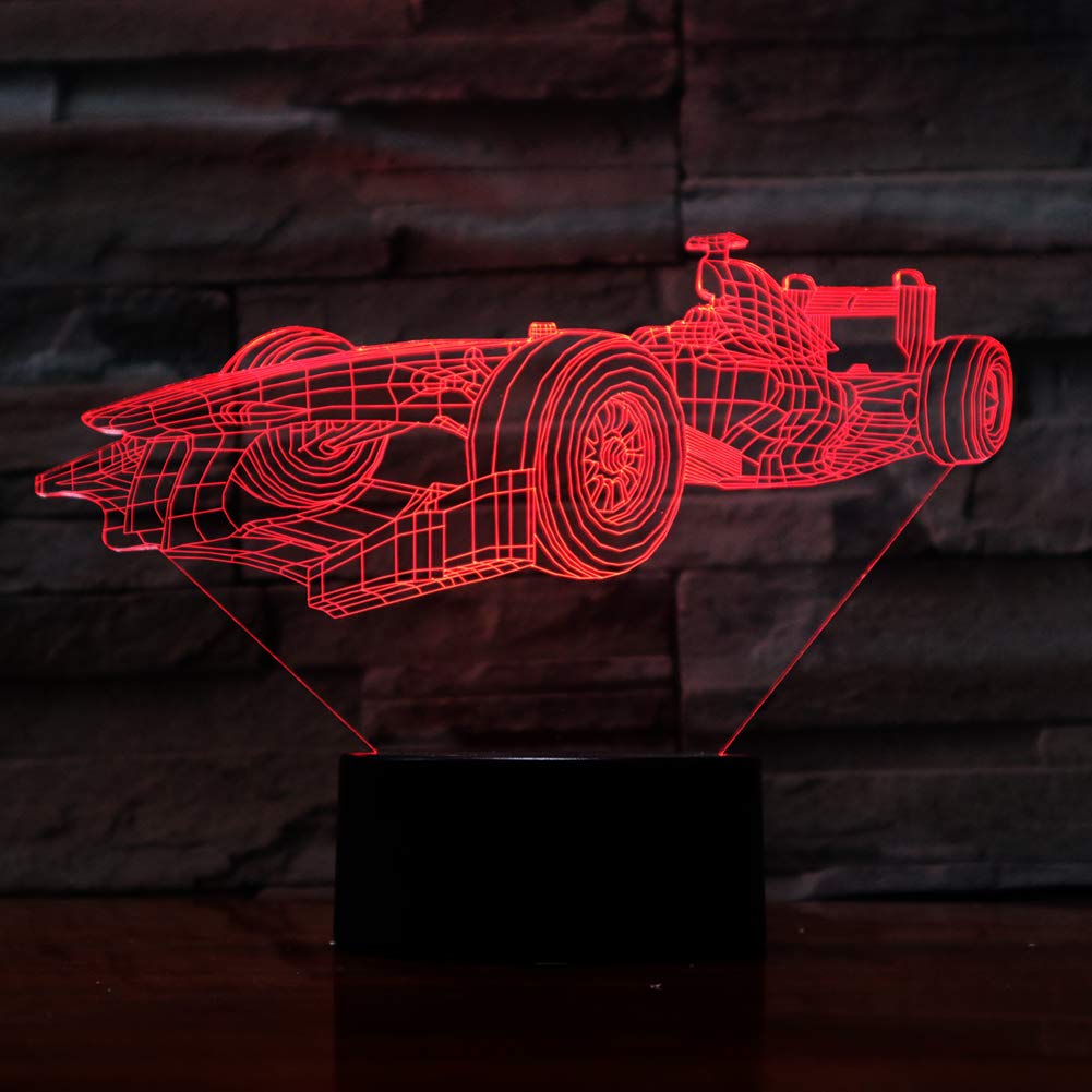 Car Visual 3D Night Lights for Kids Bedroom Desk Table Decoration,7 Colors Changing LED Illusion Lamp，Creative Festival Birthday Children Gift