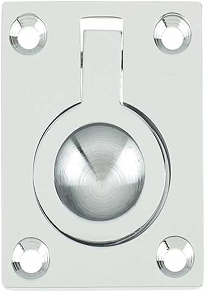Flush Ring Pull Handle 50mm x 63mm Polished Chrome Amazon.co.uk DIY