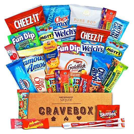 CraveBox Care Package (45 Count) Snacks Cookies Bars Chips