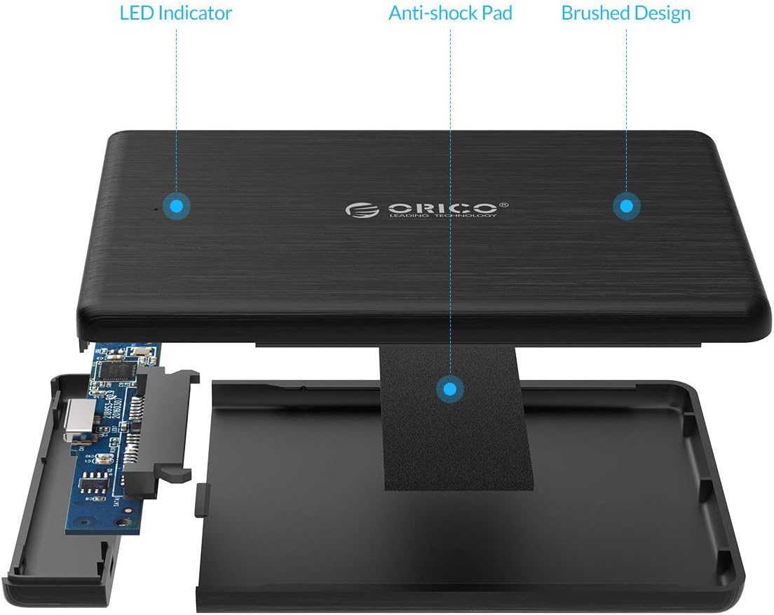 ORICO USB3.0 to SATA III 2.5" External Hard Drive Enclosure for 7mm and 9.5mm 2.5 Inch SATA HDD/SSD Tool Free [UASP Supported] Black(2189U3): Computers & Accessories
