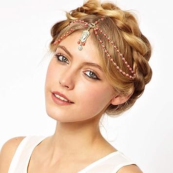 Deniferymakeup Vintage Wedding Bridal Gothic Gold Head Chain