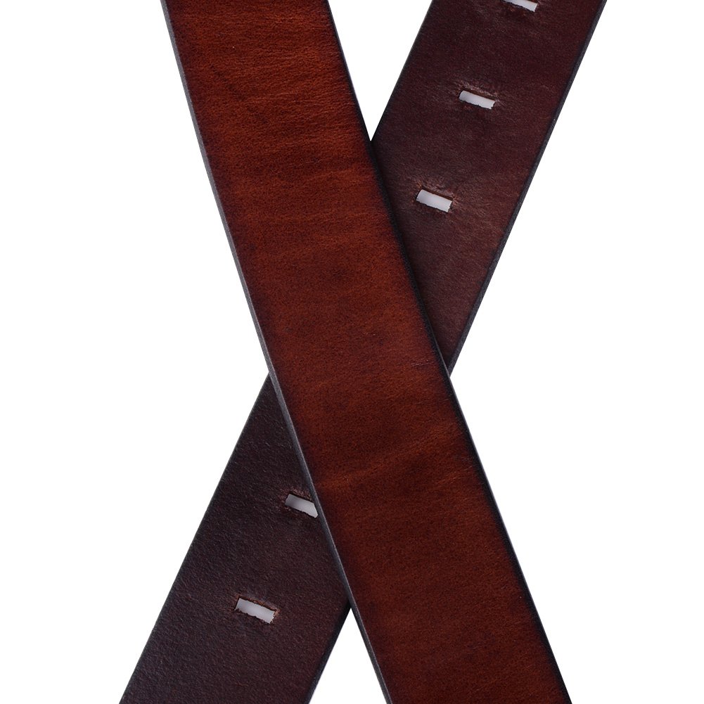 Vbiger Herren Gürtel Vollrindledergürtel Ledergürtel mit Pin Gürtelschnallen für Herren (GZND02-Braun（110-130） )