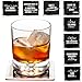 Prego Premium Drink Coaster Collection - Funny & Witty Novelty Bar Coasters - 4” Large Size Square Waterproof & Washable Table Protectors - Set of 8-2 Stainless Steel Wine Battle Stoppers Included