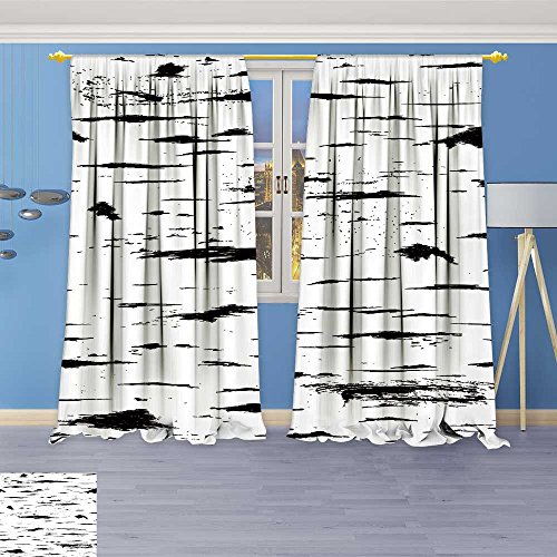 SOCOMIMI Design Print Grommet top Thermal Insulated vectorbirch Black stripesof Birch bark Linen Room Darkening Curtains 84W x 108L inch