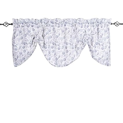 Home Collections by Raghu Shells Gathered Valance, White and Navy, 72 W x 24 L