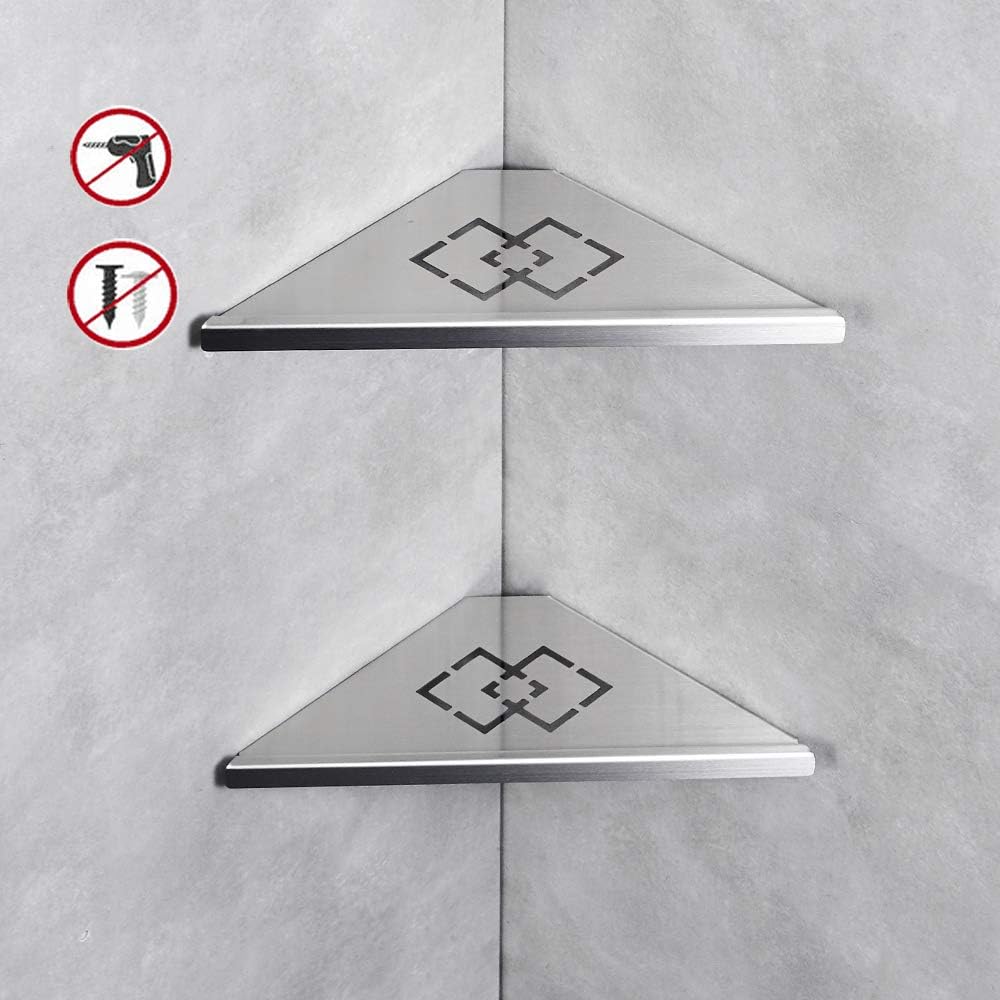 OWOFAN Bathroom Shower Corner Shelf Shower Corner Caddy Wall Mount 304 Stainless Steel 2 Tier Storage Shelves Triangle Baskets Brushed Nickel