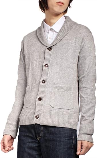 Amazon ショールカラー ニットカーディガン メンズ ｌ グレー カーディガン 通販