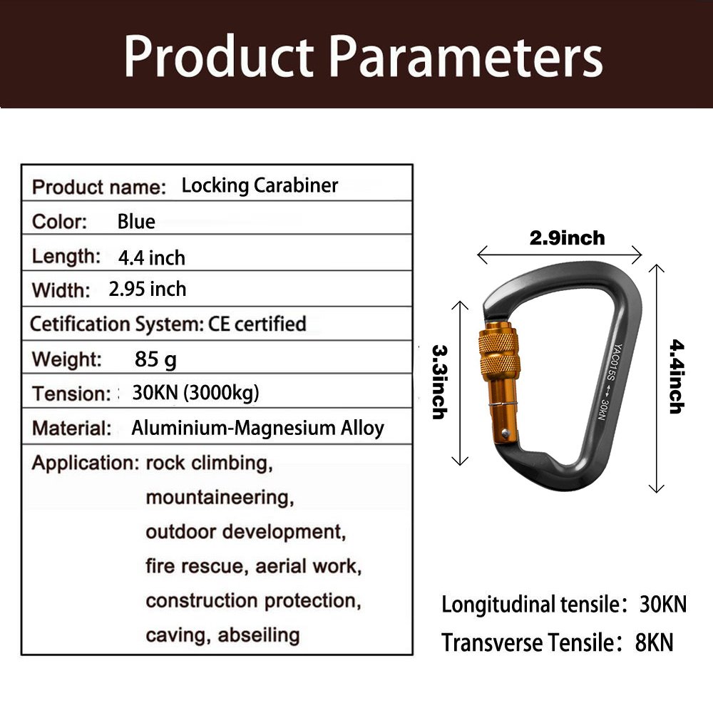 日本最大級 Likorlove 30kn ロッククライミングカラビナ D字型ロッキングスクリューゲート カラビナ ホット鍛造マグナリウムクライマー ハイキング 旅行 登山用 カラビナ Ce グレー B06xnwwy7p 超人気の Www Prohobtools Be