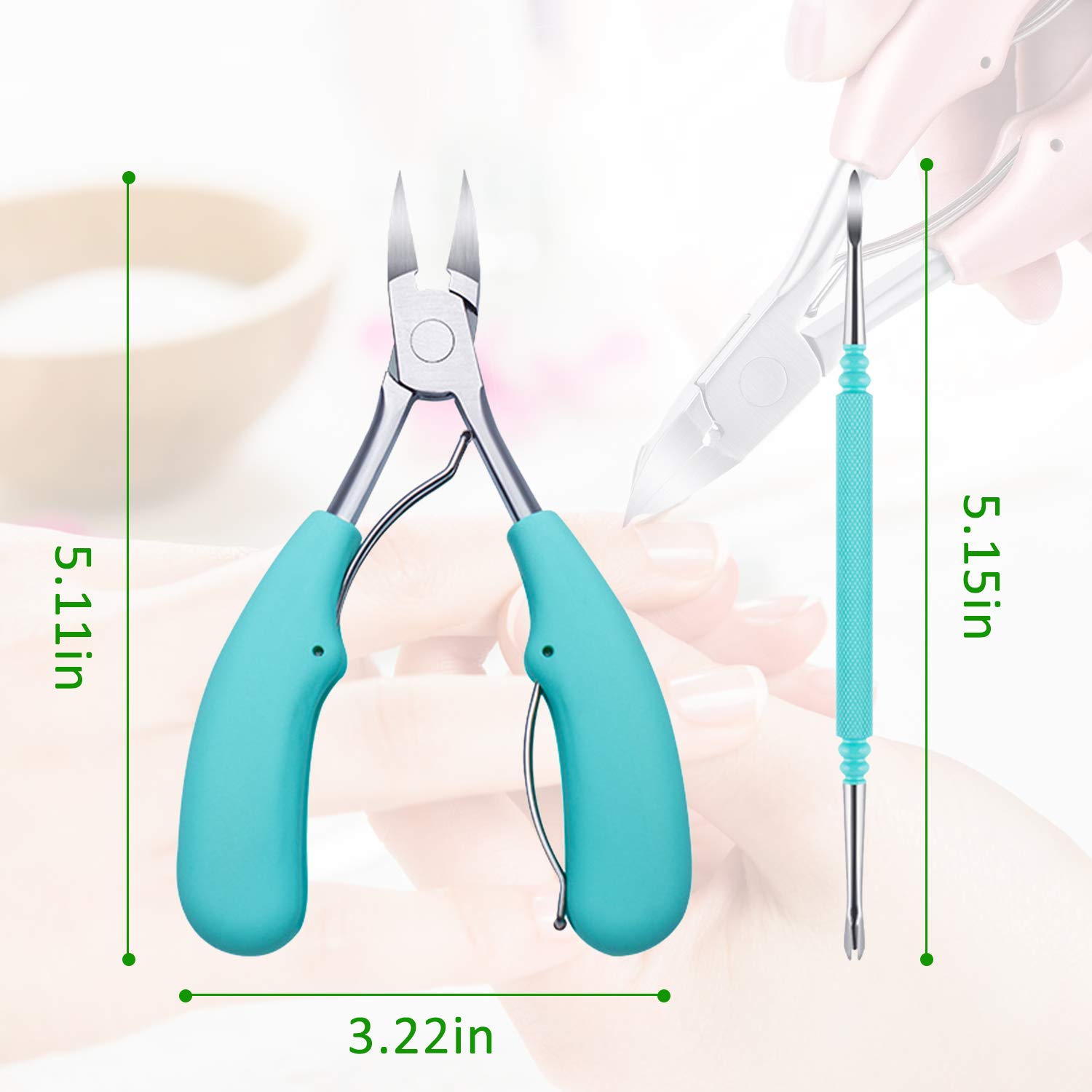 Ingrown Toenail Tool Kit Toe Nail Clippers for Men Women Seniors Sharp Stainless Steel Pedicure Trimmer with Easy Grip Soft Handle Blue: Beauty