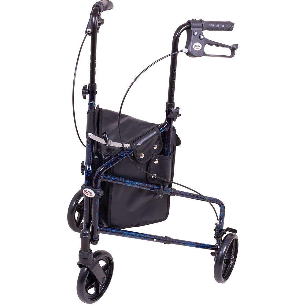 Carex 3 Wheel Walker for Seniors, Foldable, Rollator Walker with Three