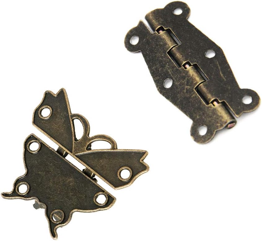 JINXM Antique Bronze Embossing Latch Hasps (for Lock) with Hinges and Screws for Decorative Cabinet Small Wooden Box Project - Image 4