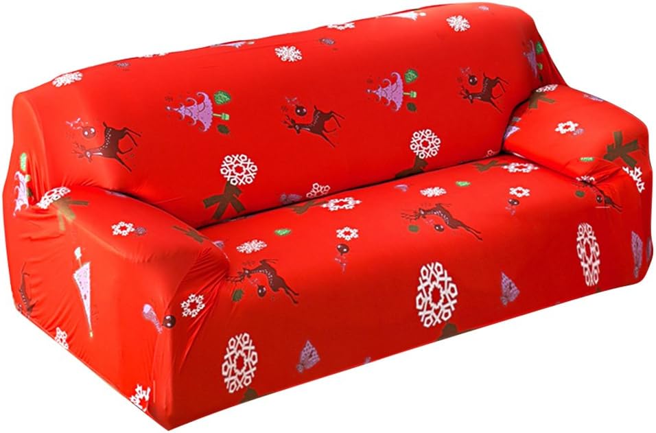 Hootech Christmas Couch Cover Spandex Loveseat Slipcover 1