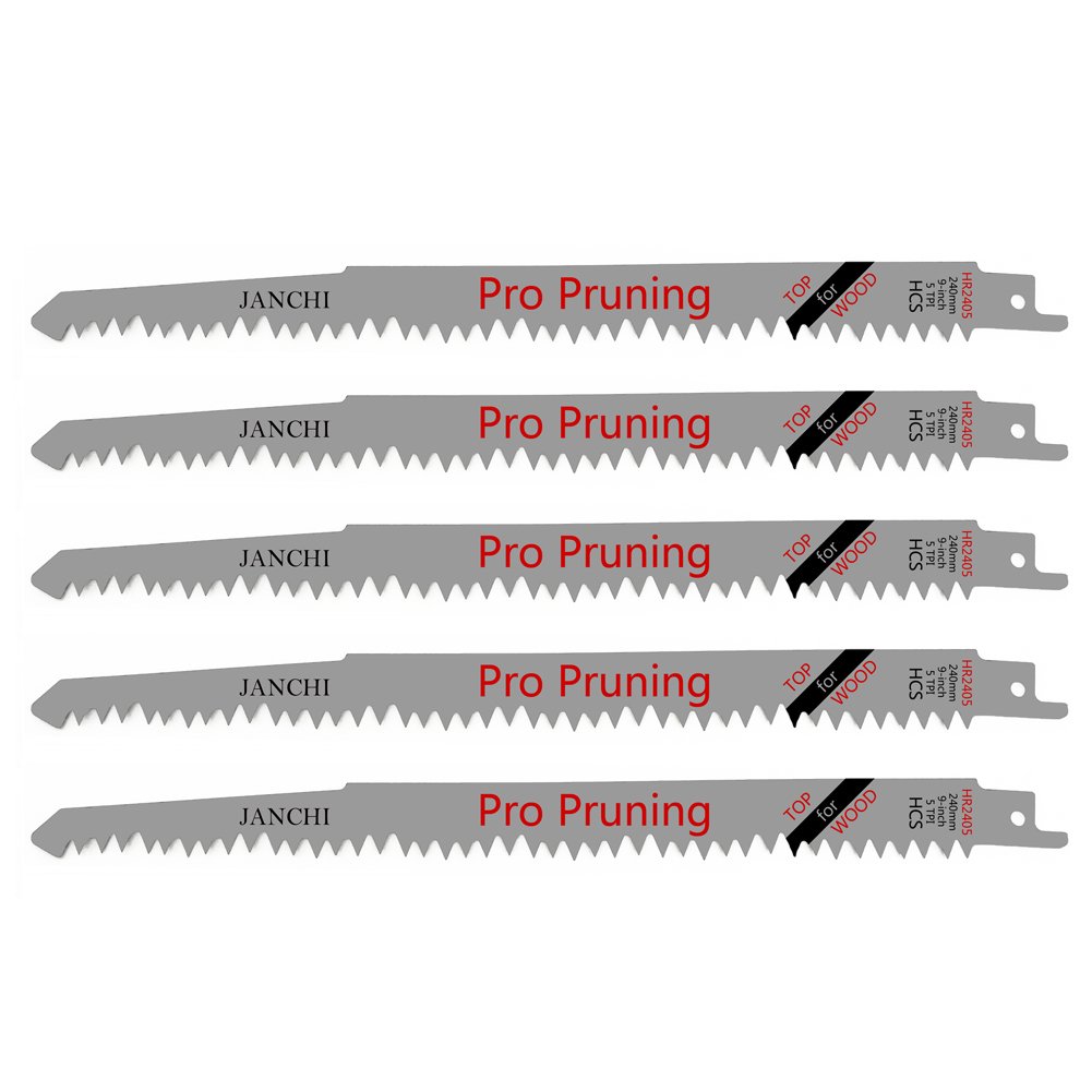 5 Piece Sawzall Pruning Blades, 9" / 240mm 5TPI Reciprocating Saw Pruning Blades, Top Material HCS For Fast Wood Cutting Sawzall Saw Blades