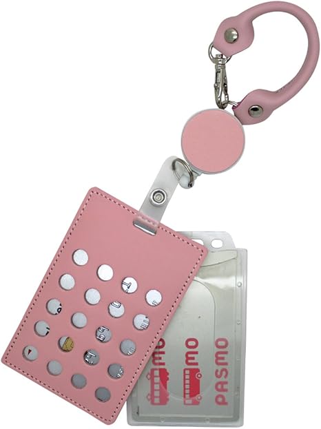 Amazon Co Jp パスケース Icカード 牛革 Pp樹脂製 プラスチック ハードケース リール付 定期入れ メンズ レディース 2枚組 ピンク 文房具 オフィス用品