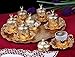 LaModaHome Tulip Patterned Porcelain Espresso Coffee Cup Set with Saucer, Holder and Spoons, Turkish Delight Bowl with Lid with Serving Tray, Housewarming Gifts for Cappucino Lovers - Gold/White