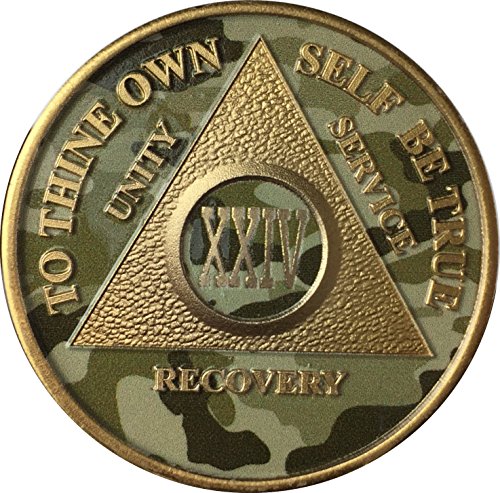 24 Year AA Medallion Camo Gold Plated Anniversary Chip Camouflage Color